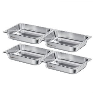 4 Pack Stainless Steam Hotel Pan, 2.5 in, HZ812-65T, 15.2 Qt / 3.8 L, ID 12BC-01V0