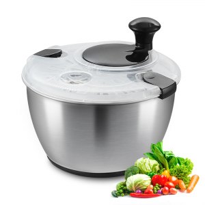 Stainless Steel Salad Spinner, 8.3 in, TF901S, 9.8 x 9.8 x 8.3 in/250 x 250 x 210 mm, ID BXGK-P6V0