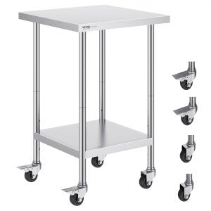 Stainless Work Table, 700 lb, 38 in, HETG-24*24, ID CFBX-N7V0