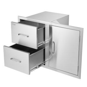 Outdoor Kitchen Door Drawer Combo 32 5 W X 21 6 H 20 5 039 039 D, 32.5 in, KM-CTG-2302-SKU17, Stainless Steel, ID CTG2-01V0