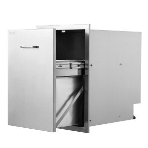 Pull Out Trash Drawer 17 7x22 8 Inch Raised Style Bin Pull Out Tray Stainless Steel Handle Outdoor Kitchen BBQ Island, 22.8 in, KM-CTG-2302-SKU7, Stainless Steel, ID CTGS-01V0