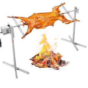 Electric BBQ Rotisserie Grill Kit, 132 lb, 56 in, Stainless Steel, ID DDXZ-02V1