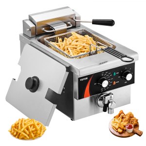 Commercial Deep Fryer, 175–390 °F, EF-6V, AC120V 60HZ, ID DGDZ-DWV1
