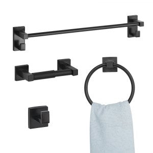 Matte Black Bathroom Hardware Set, 822149, SUS201, 2.25 lbs / 1.02 kg, ID DGMJ-01V0
