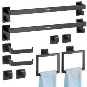 Matte Black Bathroom Hardware Set, 822148, SUS201, 4.76 lbs / 2.16 kg, ID DGMJ-01V0