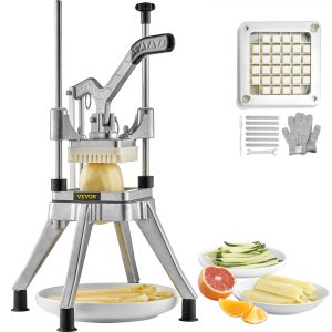 Commercial Vegetable Fruit Chopper 1 2 Blade Heavy Duty Professional Food Dicer Kattex French Fry Cutter Onion Slicer Stainless Steel Tomato Peppers Potato Mushroom, 2 in, J002-01/02, Silver, ID G212-AAV0