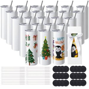 24 Pack Sublimation Tumblers 20oz Skinny Straight, 8.26 in, HH-20OZ24, ID KBJP-BHV0