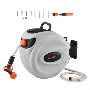Retractable Hose Reel, 8 in, 65 ft / 20 m, 17.9"x 9.92"x 15.9"/ 45.5 x 25.2 x 40.6 cm, ID KSSJ-U3V0