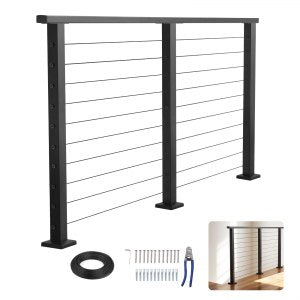 6 5 Ft Complete Cable Railing Kit Post, 35 in, HT-03, Matte Black, ID LGTZ-01V0