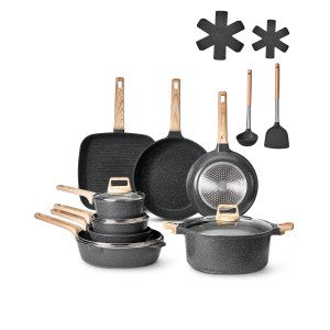19 Piece Pots Pans Set, 6 in, SS-LY-07, Black, ID LGTZ-8NV0