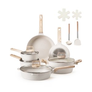 17 Piece Pots Pans Set, 6 in, SS-LY-04, White, ID LGTZ-Q9V0