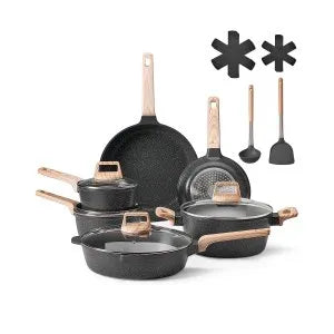 17 Piece Pots Pans Set Nonstick, 6 in, SS-LY-05, Black, ID LGTZ-BTV0