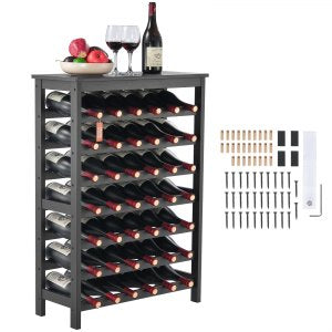 42 Bottle Modular Wine Rack, 39.4 in, OPX-KWR27BL, Natural Bamboo, ID LSJJ-DFV0