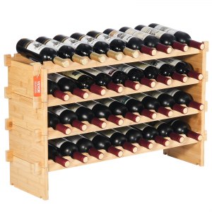 36 Bottle Stackable Modular Wine Rack, 20.7 in, OPX-KWR436, Natural Bamboo, ID LSJJ-YIV0