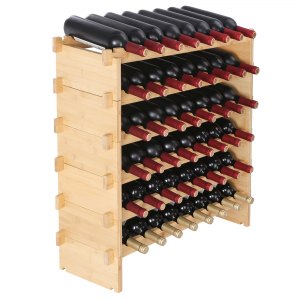 48 Bottle Stackable Modular Wine Rack, 30 in, OPX-WR68NR, Natural Bamboo, ID LSJJ-34V0