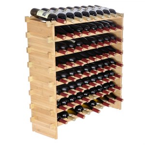 72 Bottle Stackable Modular Wine Rack, 33.5 in, OPX-WR89NR, Natural Bamboo, ID LSJJ-K7V0