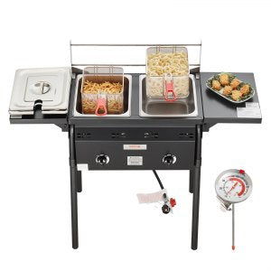 Commercial Deep Fryer, DBFY01, 4 Gal / 18 L (Two Tanks), Stainless Steel, ID LSRQ-5HV0