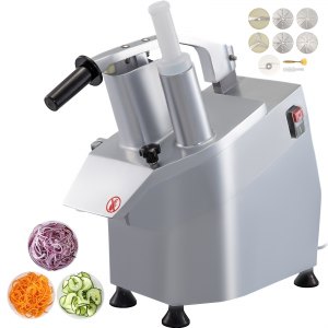 110V Commercial Food Processor 2 Feeding Holes, JKC-300, Stainless Steel + Cast Aluminum Alloy, 50.7 lbs (23kg), ID QCJJ-01V1