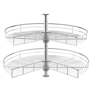 31 5 Kidney Shaped Chrome Corner Organizer, 30 lb, 31.5 in, PD1030D, ID QKXB-2NV0