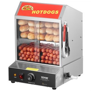 Commercial Hot Dog Steamer 2 Tier Electric Bun Warmer 28 5QT Slide Doors, 20.08 in, NB-RGG-001, 1200W, ID RGZS-7ZV1