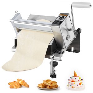Manual Dough Sheeter Machine Max 1 2 Roller Pastry Press, 2 in, MPR25, 23.1 lbs / 10.5 kg, ID SDQS-EBV0
