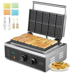 Commercial Waffle Maker, AK-WM10, Silver, 15x14x9.1 inch / 390x355x230mm, ID SYBL-LYV1