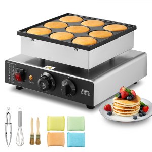 Dutch Pancake Maker, PC-9, Silver, 12.6x12x7 inch / 320x300x180mm, ID SYJB-CEV1