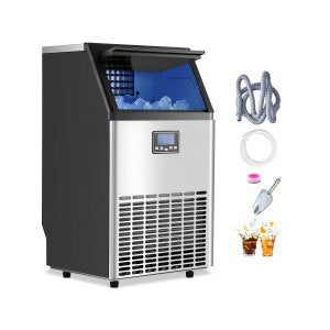 Commercial Ice Maker Machine, 100 lb, HZB-45, 448 x 400 x 798mm / 17.6 x 15.7 x 31.4 in (with feet), ID SYYT-KWV1