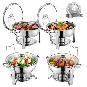 Chafing Dish Buffet Set, JZYYXCL5LBL4, Silver, Stainless Steel, ID YXBL-FOV0