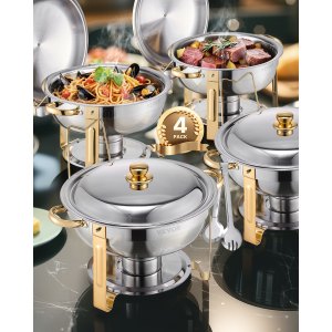 Chafing Dish Buffet Set, HZ-831, Gold, Stainless Steel, ID YXBX-MLV0