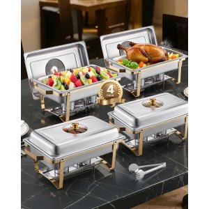 Chafing Dish Buffet Set, HZ-433B, Gold, Stainless Steel, ID ZFXB-LUV0