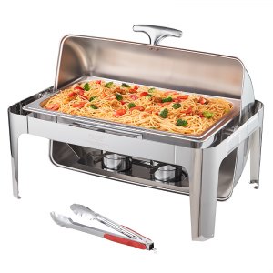 Roll Top Chafing Dish Buffet Complete Set, DT-C1104, 9Qt / 8.5L, 201 Stainless Steel, ID ZFXF-C1V0
