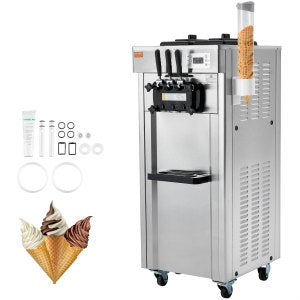 1850W Commercial Soft Ice Cream Machine 3 Flavors 5 3 To 7 4Gallon Per Hour PreCooling At Night Auto Clean LCDPanel Restaurants Snack Bar, 2 in, CKX300PRO-A19, 111.5 kg/245.8 lbs, ID ZLSR-MZV1