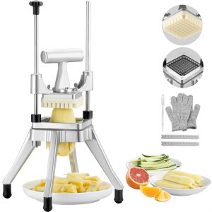 Commercial Vegetable Fruit Chopper 3 8 Blade Heavy Duty Professional Food Dicer Kattex French Fry Cutter Onion Slicer Stainless Steel Tomato Peppers Potato Mushroom, 8 in, QTJ-J002, Silver, ID ZT38-ZUV0